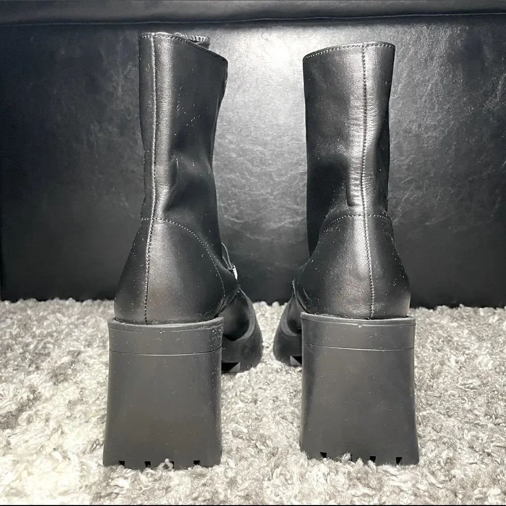 NWT Zara Zippered Leather Heeled Ankle Boots - Picture 7 of 10